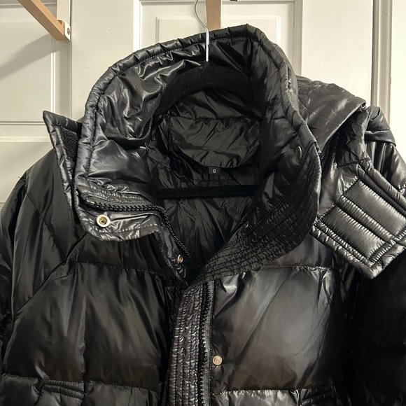 Shiny Black Puffer with Hood - Picture 2 of 12